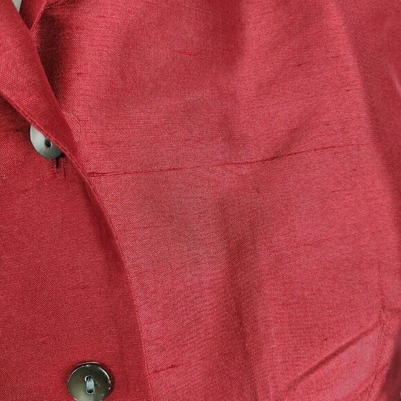 Talbots Petites Pure Silk Red Long Sleeve Button Down Shirt Top Womens 4P - Picture 2 of 6